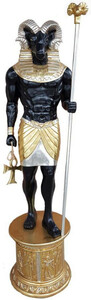 Casa Padrino Deko Skulptur �gyptischer Gott Chnum Schwarz / Gold / Silber H. 250 cm - Riesige wetterbest�ndige �gyptische Dekofigur mit Sockel - Garten & Terrassen Deko
