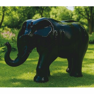 Casa Padrino Deko Skulptur Elefant Schwarz 84 x H. 57 cm - Deko Figur