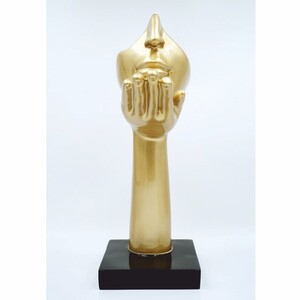 Casa Padrino Deko Skulptur Gold / Schwarz H. 50 cm - Wohnzimmer Deko
