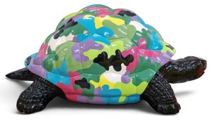 Casa Padrino Deko Skulptur Schildkr�te Mehrfarbig / Schwarz 110 cm - Garten Deko Figur