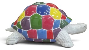 Casa Padrino Deko Skulptur Schildkr�te Mehrfarbig / Wei� 110 cm - Garten Deko Figur