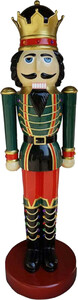 Casa Padrino Deko XXL Skulptur Nuknacker Grn / Rot mit Uniform Lebensgross 200 cm - Weihnachten Weihnachtsdeko Kaufhausdeko