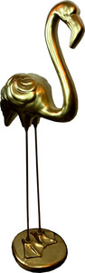 Casa Padrino Dekofigur Flamingo Gold H. 119 cm - Wetterbest�ndige Deko Skulptur - Wohnzimmer Deko - Garten Deko - Deko Tierfigur