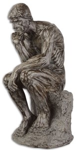 Casa Padrino Polyresin Deko Skulptur der Denker Grau 18 x 22,2 x H. 39,9 cm - Dekofigur