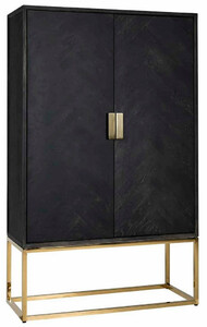 Casa Padrino Luxus Barschrank Schwarz / Gold 108 x 45 x H. 175 cm - Massivholz Schrank mit 2 T�ren - Wohnzimmer M�bel - Bar M�bel - Hotel M�bel - Luxus Kollektion