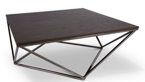 Casa Padrino Designer Couchtisch Dunkelbraun / Silber 100 x 100 x H. 38 cm - Luxus Wohnzimmertisch mit gebeizter Eichenfurnierplatte - Wohnzimmerm�bel