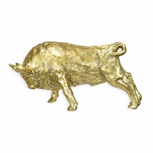 Casa Padrino Luxus Deko Bronze Skulptur Stier Gold 44,4 cm - Bronze Figur