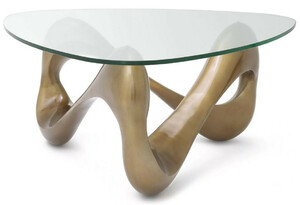 Casa Padrino Luxus Couchtisch Vintage Messing 100,5 x 98 x H. 43,5 cm - Aluminium Wohnzimmertisch mit Glasplatte - Wohnzimmer Mbel - Luxus Mbel - Luxus Einrichtung - Wohnzimmer Einrichtung