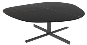 Casa Padrino Designer Couchtisch 109 x 100 x H. 37 cm - Verschiedene Farben - Wohnzimmertisch mit edler Glaskeramik Tischplatte in Marmoroptik - Luxus Wohnzimmer Mbel