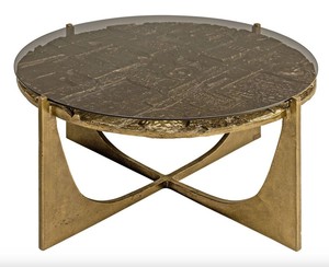 Casa Padrino Luxus Art Deco Couchtisch Bronze 74 x 38 cm - Gold mit Glasplatte - Art Design Tisch