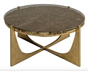 Casa Padrino Luxus Art Deco Couchtisch Bronze 74 x 38 cm - Gold mit Glasplatte - Art Design Tisch