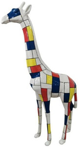 Casa Padrino Designer Deko Giraffe Wei� / Mehrfarbig H. 205 cm - Riesige Dekofigur - Gartendeko Skulptur - Gartenfigur
