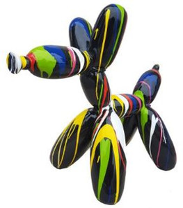 Casa Padrino Designer Deko Skulptur Ballon Hund Schwarz / Mehrfarbig 62 x H. 57 cm - Dekorative Tierfigur - Wetterbestndige Dekofigur