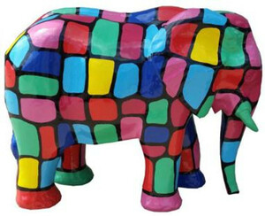 Casa Padrino Designer Deko Skulptur Elefant Mehrfarbig 90 x H. 70 cm - Wetterbestndige Gartendekofigur - Deko Tierfigur - Deko Accessoires