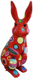 Casa Padrino Designer Deko Skulptur Hase Rot / Mehrfarbig H. 220 cm - Riesige Deko Figur - Gartendeko Skulptur - Wetterbestndige Tierfigur XXL