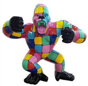 Casa Padrino Designer Deko Skulptur Gorilla Affe Mehrfarbig / Schwarz 80 x 40 x H. 70 cm - Wetterbest�ndige Dekofigur