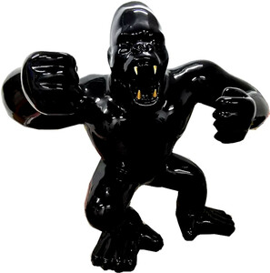 Riesige Casa Padrino Designer Deko Skulptur Gorilla Affe Schwarz mit goldenen Z�hnen 180 x H. 200 cm - Wetterbest�ndige Dekofigur