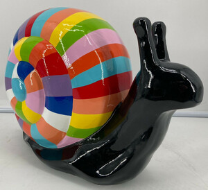 Casa Padrino Luxus XXL Gartenskulptur Schnecke Mehrfarbig / Schwarz 51 x 25 x H. 35 cm - Wetterbest�ndige Garten & Terrassen XXL Deko Figur - Garten & Terrassen Deko Accessoires Skulptur