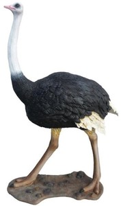 Casa Padrino Deko Skulptur Strau� Vogel Mehrfarbig H. 205 cm - Lebensgro�e Deko Tierfigur - Wetterbest�ndige Gartendekofigur