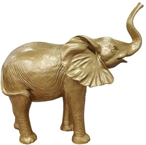 Casa Padrino Designer Dekofigur Elefant Gold 160 x H. 160 cm - Riesige Deko Skulptur - Gartendeko