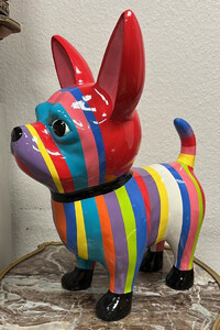 Casa Padrino Luxus Deko Figur Chihuahua Hund Bunt H. 55 cm - Wetterbestndige Deko Skulptur - Wohnzimmer Deko - Garten Deko - Luxus Deko Tierfigur