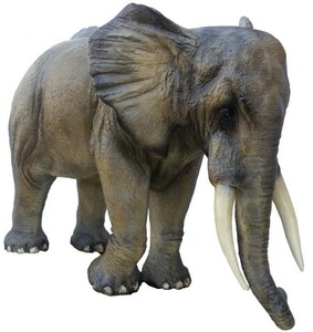 Casa Padrino Deko Skulptur Elefant Grau / Braun 410 x 155 x H. 223 cm - Riesige Lebensgroe Gartenfigur - Gartendeko