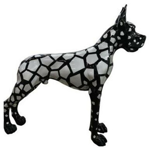 Casa Padrino Designer Dekofigur Hund Deutsche Dogge Schwarz / Silber 125 x H. 110 cm - Lebensgroe Deko Skulptur - Wetterbestndige Tierfigur