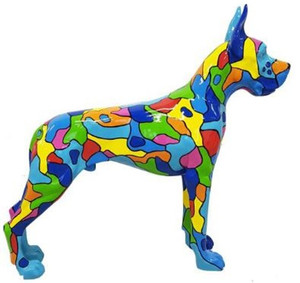 Casa Padrino Designer Dekofigur Hund Deutsche Dogge Mehrfarbig 125 x H. 110 cm - Lebensgroe Deko Skulptur - Wetterbestndige Tierfigur