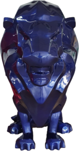 Casa Padrino Luxus Dekofigur L�we Blau 90 x 80 x H. 170 cm - Riesige Wetterbest�ndige Deko Skulptur - Wohnzimmer Deko - Gartendeko Tierfigur