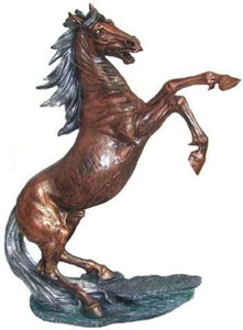 Casa Padrino Dekofigur Wildes Pferd Bronze / Silber H. 92 cm - Wetterbestndige Deko Skulptur - Wohnzimmer Deko - Garten Deko - Designer Deko Tierfigur