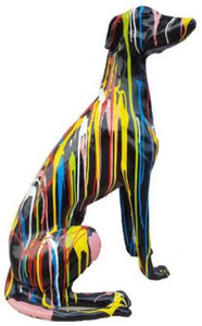 Casa Padrino Designer Dekofigur Windhund Schwarz / Mehrfarbig 35 x 55 x H. 80 cm - Wetterbest�ndige Deko Skulptur - Wohnzimmer Deko - Garten Deko - Deko Tierfigur
