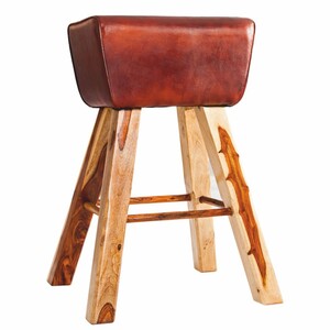 Casa Padrino Designer Echtleder  Barstuhl Braun - Barhocker - M�bel Restaurant Hotel