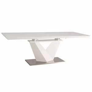 Casa Padrino Designer Esstisch Wei� / Silber 160-220 cm - Ausziehbarer K�chentisch