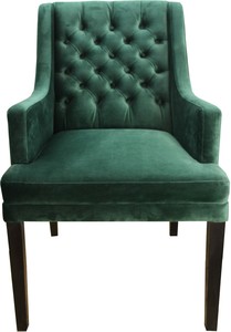 Casa Padrino Designer Esszimmer Stuhl mit Armlehnen Grn / Schwarz- Hoteleinrichtung - Buchenholz - Chesterfield Design