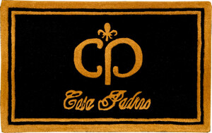 Casa Padrino Designer Fu�matte Schwarz / Gold 80 x 50 cm - Elegante Schmutzfangmatte - Deko Accessoires