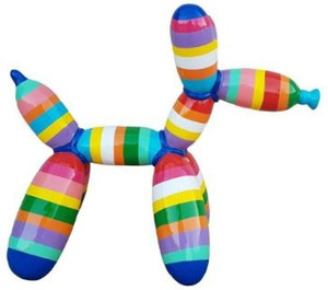 Casa Padrino Designer Deko Skulptur Ballon Hund Mehrfarbig Gestreift 62 x H. 57 cm - Dekorative Tierfigur - Wetterbest�ndige Dekofigur