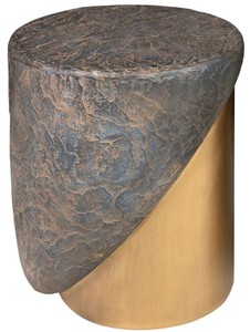 Casa Padrino Designer Hocker Antik Kupfer / Messing  41 x H. 48,5 cm - Runder Sitzhocker aus Glasfaserverstrktem Beton - Luxus Mbel