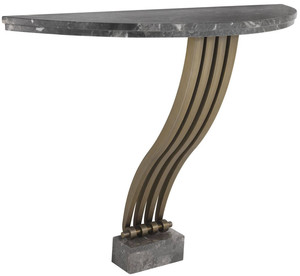 Casa Padrino Designer Konsole Grau / Messingfarben 99 x 35 x H. 77,5 cm - Marmor Konsolentisch mit Edelstahl Gestell - Designer M�bel - Luxus Qualit�t