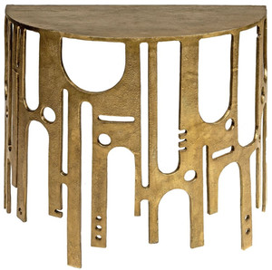 Casa Padrino Designer Aluminium Konsole Bronzefarben 90 x 45 x H. 75 - Halbrunder Konsolentisch - Wohnzimmer M�bel - Luxus Kollektion