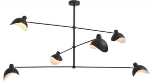 Casa Padrino Designer Kronleuchter Schwarz / Antik Messingfarben 180 x 180 x H. 84,5 cm - Eleganter Kronleuchter im 50er Jahre Stil - Luxus Kollektion