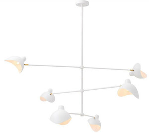 Casa Padrino Designer Kronleuchter Wei� / Antik Messingfarben 180 x 180 x H. 84,5 cm - Eleganter Kronleuchter im 50er Jahre Stil - Luxus Kollektion