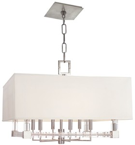 Casa Padrino Designer Kronleuchter Silber / Antik Messing / Wei� 66 x 66 x H. 48 cm - Moderner Luxus Kristallglas Kronleuchter mit Lampenschirm aus Kunstseide