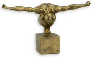 Casa Padrino Kunstharz Dekofigur Turmspringer Athlet Antik Gold 32,1 x 12,4 x H. 20 cm - Wohnzimmer Deko Skulptur - Deko Accessoires