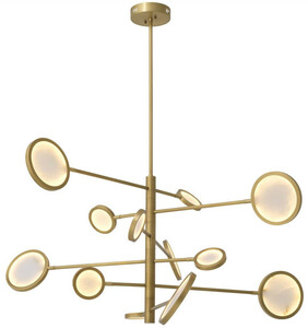 Casa Padrino Designer LED Kronleuchter Messing / Alabaster  136 x H. 68 cm - Moderner Kronleuchter mit Alabaster Lampenschirmen - Luxus Qualit�t