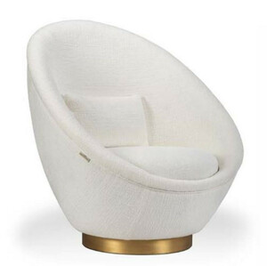 Casa Padrino Designer Lounge Sessel Wei� / Messingfarben 85 x 90 x H. 95 cm - Wohnzimmer Sessel - Hotel Sessel - Luxus Qualit�t