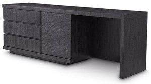 Casa Padrino Luxus Massivholz Schreibtisch Schwarzgrau 220 x 55 x H. 75,5 cm - B�rotisch - Computertisch - B�ro M�bel - Luxus M�bel - Luxus Einrichtung - Luxus Qualit�t