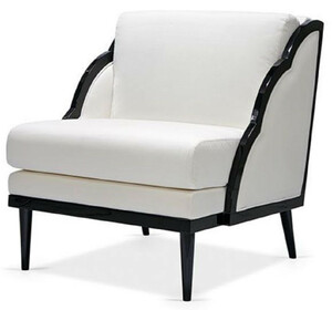 Casa Padrino Luxus Art Deco Samt Sessel Wei� / Schwarz 79 x 99 x H. 92 cm - Hotel Lounge Sessel - Hotel M�bel - Luxus M�bel - Luxus Qualit�t