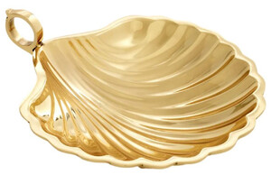 Casa Padrino Luxus Deko Schale in Muschelform Gold 22,5 x 19,5 x H. 5,5 cm - Dekorative Messing Schale mit Tragegriff - Luxus Deko Accessoires - Luxus Qualitt