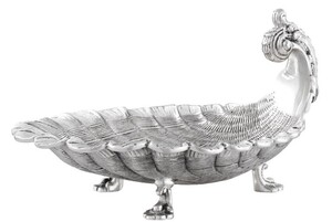 Casa Padrino Luxus Serviertablett Antik Silber 25 x 22,5 x H. 14,5 cm - Luxus Qualit�t