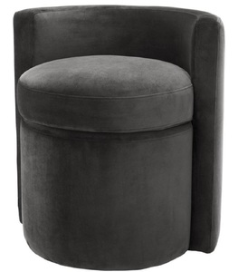 Casa Padrino Designer Sessel Dunkelgrau 61 x 57 x H. 64 cm - Runder Samt Sessel - Luxus M�bel